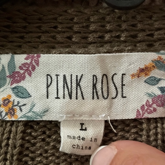 Pink Rose Cropped Ribbed Sweater - Picture 5 of 6